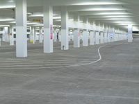 a large parking garage has been converted into a commercial facility and is open to people