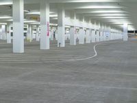 a large parking garage has been converted into a commercial facility and is open to people