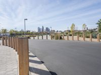 Los Angeles Road with Asphalt Skyline Skyscrapers