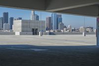 View of Los Angeles skyline and parking deck