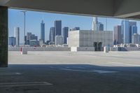 View of Los Angeles skyline and parking deck