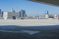 View of Los Angeles skyline and parking deck