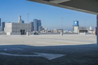 View of Los Angeles skyline and parking deck