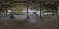 a 360 - view of an old building on a skateboard ramp in progress of the work