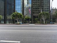 Los Angeles Urban Landscape: Lush Vegetation and High-Rise Buildings