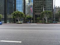 Los Angeles Urban Landscape: Lush Vegetation and High-Rise Buildings