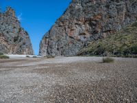 Majorca, Spain: Clear Sky Landscape with Rock Wall