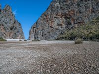 Majorca, Spain: Clear Sky Landscape with Rock Wall