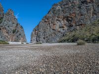 Majorca, Spain: Clear Sky Landscape with Rock Wall