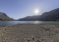 Mallorca Highlands in Spain with Clear Sky and Lake