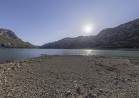 Mallorca Highlands in Spain with Clear Sky and Lake