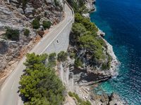 Aerial View of Coastal Road in Mallorca, Spain