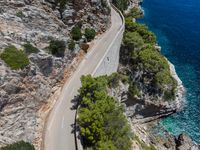 Aerial View of Coastal Road in Mallorca, Spain