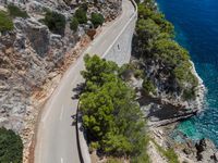 Aerial View of Coastal Road in Mallorca, Spain