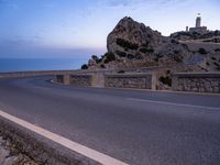 Nighttime Coastal Road in Mallorca, Spain