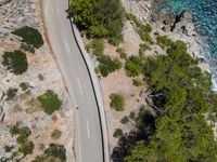 Mallorca: Top-Down View of Highway and Coastal Water