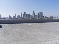 a man is sitting on top of a building with his skateboard in hand, and the view of a city is very wide