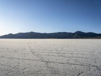 a man is standing in the desert with a remote control kite behind him that looks like he's in the middle of the frame