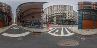 three images of street intersection with one in foreground and another empty one in the distance