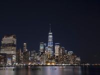 Manhattan Cityscape at Night: A Reflection of the City