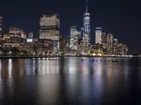 Manhattan Cityscape at Night: A Reflection of the City