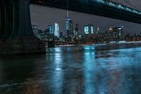 Manhattan Skyline at Night: A Bridge Illuminated by Light