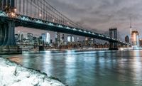 Manhattan Skyline at Night: A Bridge Illuminated by Light