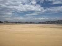 a lone beach with waves coming in and blue skies and clouds above it are not visible, but in this image