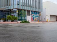 the street in front of this building is very wet and weted in to the ground