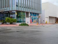 the street in front of this building is very wet and weted in to the ground