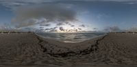 the image shows the sun shining down at the ocean as seen through a 360 - view lens