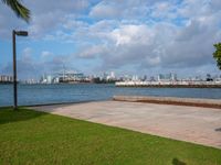 this is an image of a beachfront scene with the city in the background with an airplane on it