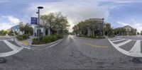 two perspective photos of the same street taken from a google street view camera and with the same traffic direction on the left hand side