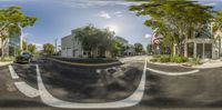 a large street is shown with an inverted camera view of the intersection of the road