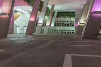 Miami Night Cityscape: Parking Lot With Neon Lights
