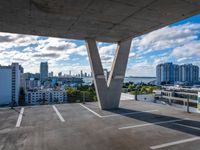 the roof of a building near a city filled with tall buildings and a bright blue sky