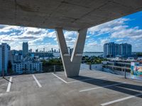 the roof of a building near a city filled with tall buildings and a bright blue sky