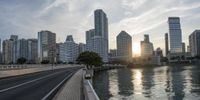 Miami Sunrise Over Downtown Cityscape and Ocean