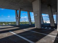 the roof is high above the parking spaces to dry up the airy environment of a car park