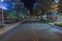 Miami's Urban Night Road with Street Lights