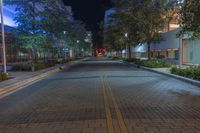 Miami's Urban Night Road with Street Lights