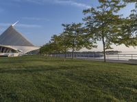 view looking towards the entrance to the milwaukee art museum and convention center in downtown milwaukee