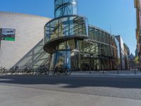 Modern Architecture in Berlin: Glass Wall and City Life