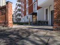 a paved courtyard with bikes and buildings in the background at a city setting in washington dc