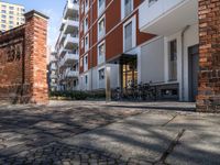 a paved courtyard with bikes and buildings in the background at a city setting in washington dc