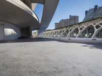 Modern Architecture: A Cityscape with a Concrete Bridge