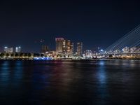 Modern Architecture and City Lights Along the River