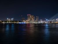 Modern Architecture and City Lights Along the River