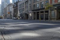 the street is empty and there's no traffic in it on this city street