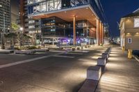 Modern Architecture in a Coastal City at Night